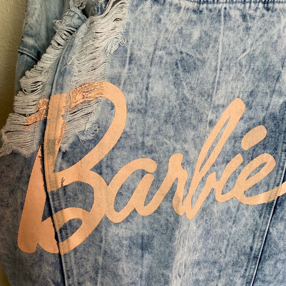 Missguided Barbie Oversized Acid Wash Denim Jacket - Picture 5 of 8